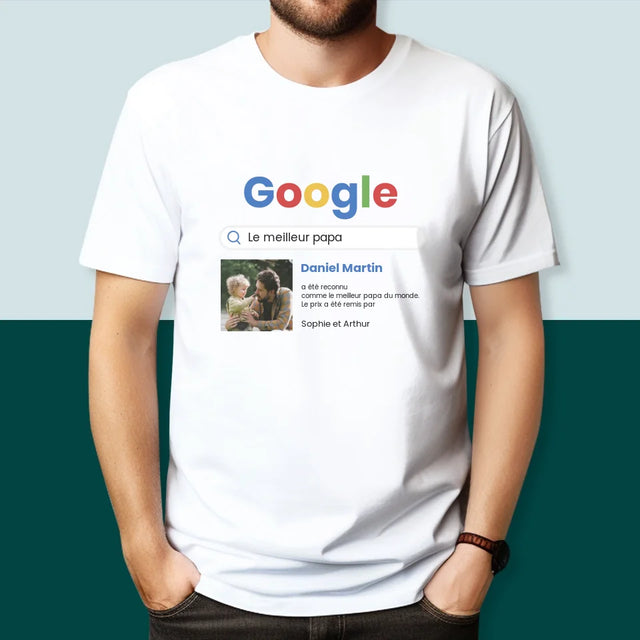 La Photo Et Un Texte: Meilleur Père Résultat Google - T-Shirt Pour Hommes