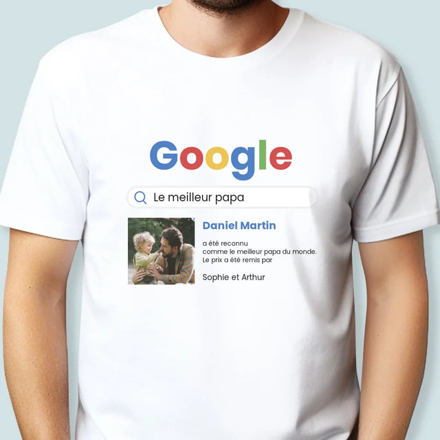 La Photo Et Un Texte: Meilleur Père Résultat Google - T-Shirt Pour Hommes