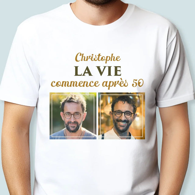 Le Collage Photo: La Vie Commence À 50 - T-Shirt Pour Hommes