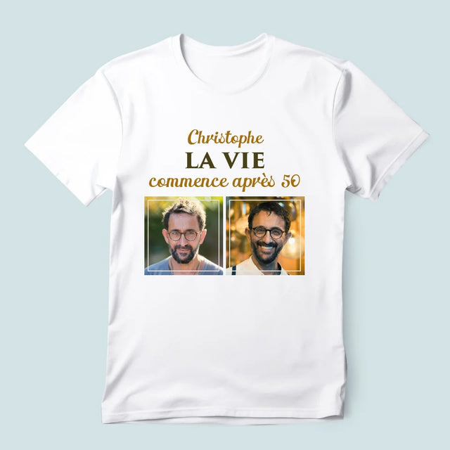 Le Collage Photo: La Vie Commence À 50 - T-Shirt Pour Hommes