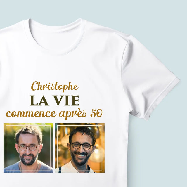 Le Collage Photo: La Vie Commence À 50 - T-Shirt Pour Hommes