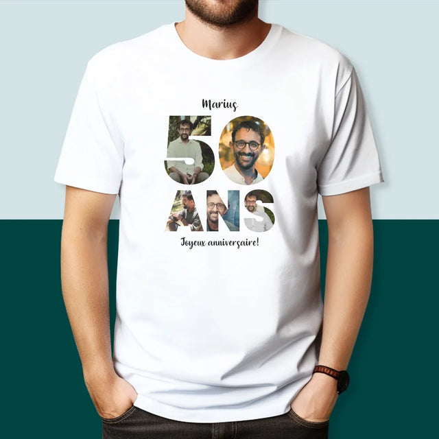 Collage Photo De Lettre: 50 Ans De Tes Photos - T-Shirt Pour Hommes