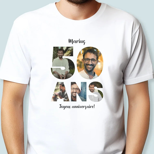 Collage Photo De Lettre: 50 Ans De Tes Photos - T-Shirt Pour Hommes