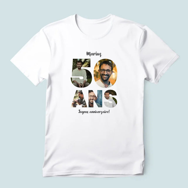 Collage Photo De Lettre: 50 Ans De Tes Photos - T-Shirt Pour Hommes