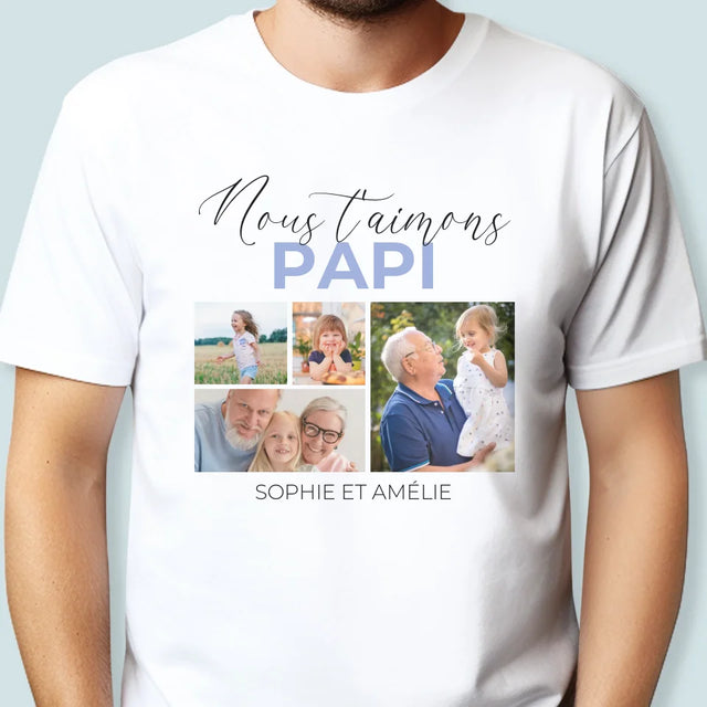 Collage Photo: Nous T'Aimons Papi - T-Shirt Pour Hommes