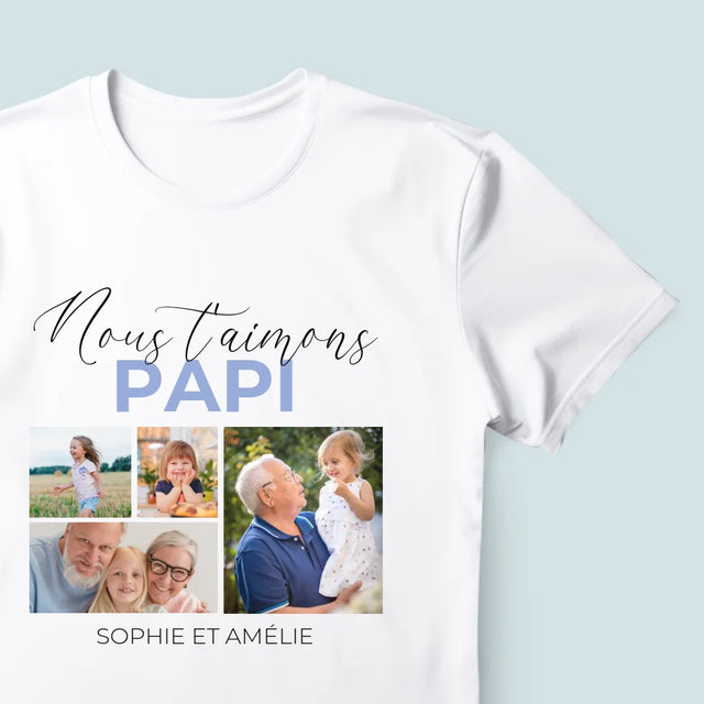 Collage Photo: Nous T'Aimons Papi - T-Shirt Pour Hommes