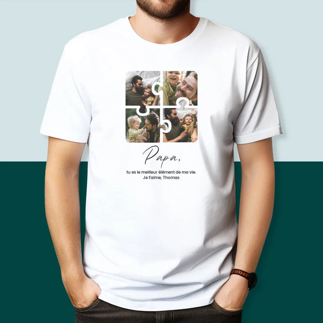 Collage Photo: Casse-Tête Pour Papa - T-Shirt Pour Hommes