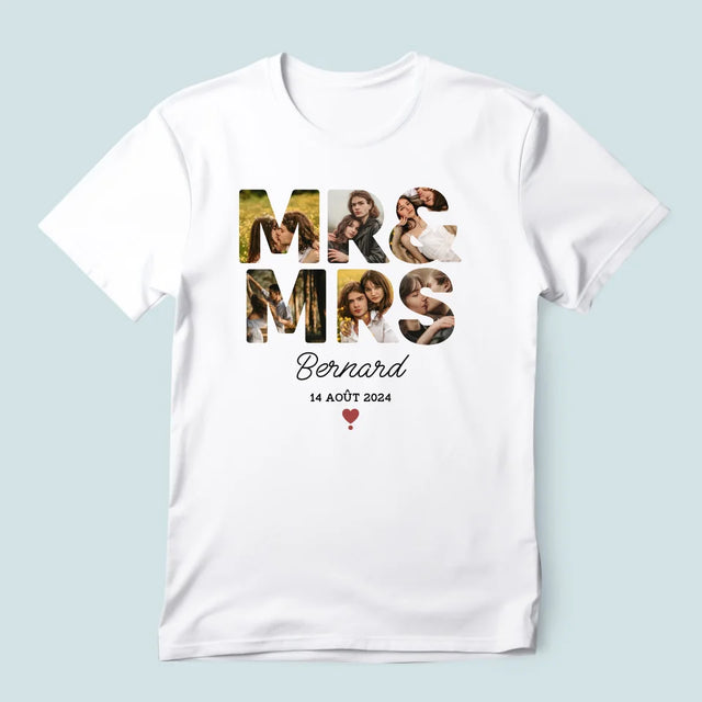 Collage Photo De Lettre: Mr&Mrs - T-Shirt Pour Hommes