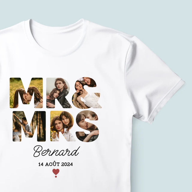 Collage Photo De Lettre: Mr&Mrs - T-Shirt Pour Hommes