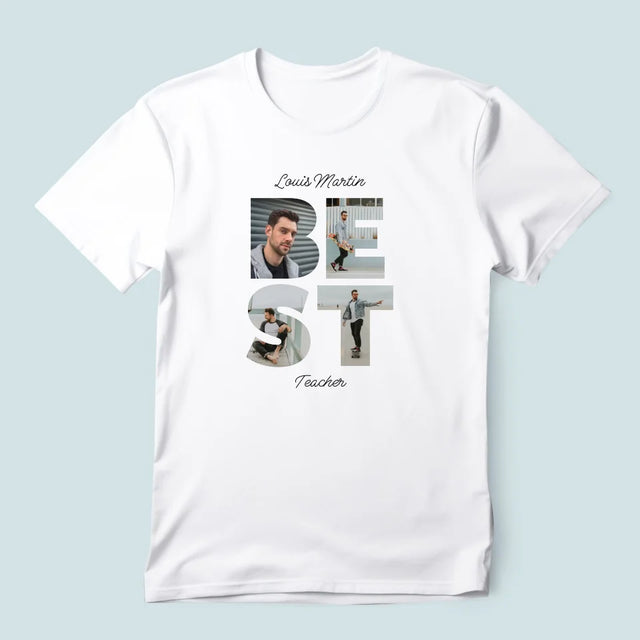 Collage Photo De Lettre: Best Teacher - T-Shirt Pour Hommes