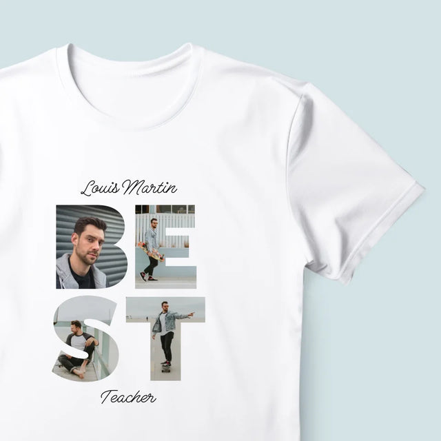 Collage Photo De Lettre: Best Teacher - T-Shirt Pour Hommes