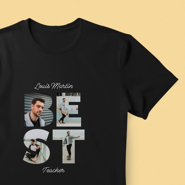 Collage Photo De Lettre: Best Teacher - T-Shirt Pour Hommes