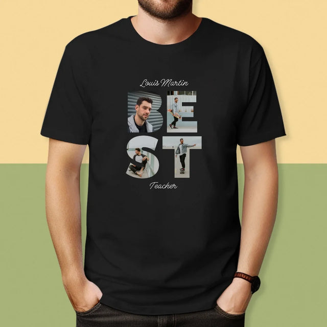 Collage Photo De Lettre: Best Teacher - T-Shirt Pour Hommes