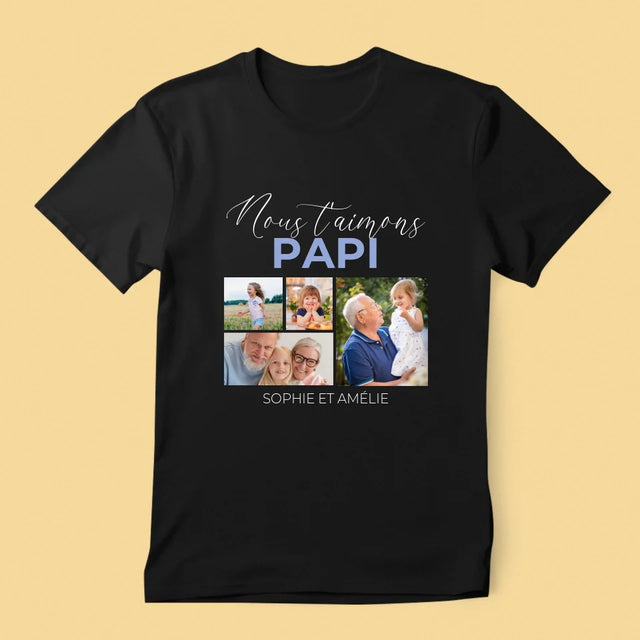 Collage Photo: Nous T'Aimons Papi - T-Shirt Pour Hommes