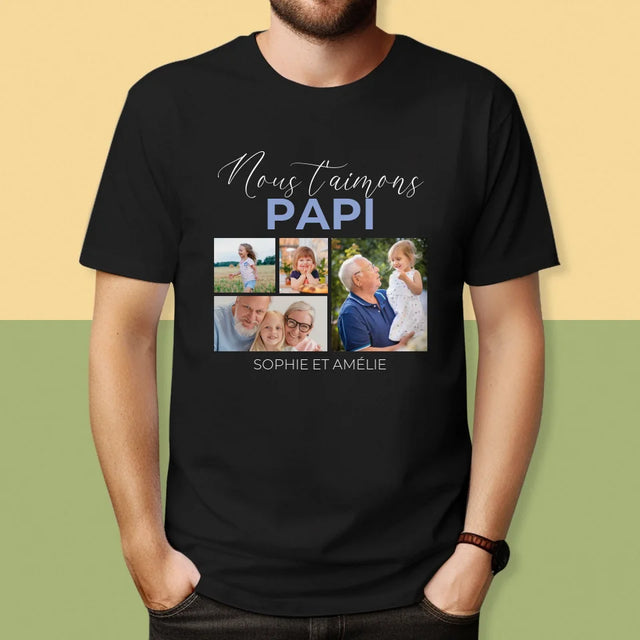 Collage Photo: Nous T'Aimons Papi - T-Shirt Pour Hommes