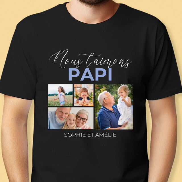 Collage Photo: Nous T'Aimons Papi - T-Shirt Pour Hommes