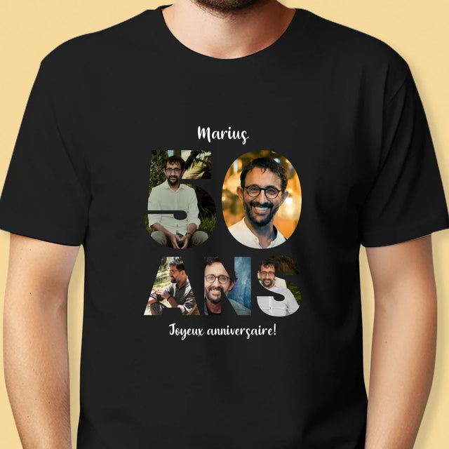 Collage Photo De Lettre: 50 Ans De Tes Photos - T-Shirt Pour Hommes