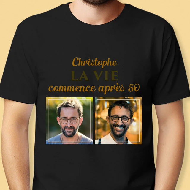 Le Collage Photo: La Vie Commence À 50 - T-Shirt Pour Hommes