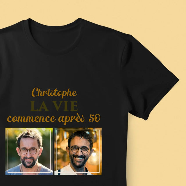 Le Collage Photo: La Vie Commence À 50 - T-Shirt Pour Hommes