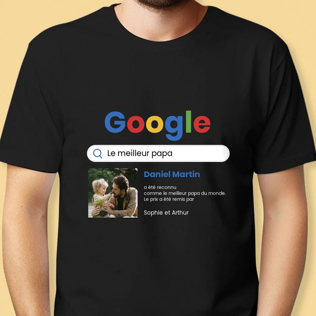 La Photo Et Un Texte: Meilleur Père Résultat Google - T-Shirt Pour Hommes