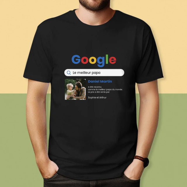 La Photo Et Un Texte: Meilleur Père Résultat Google - T-Shirt Pour Hommes