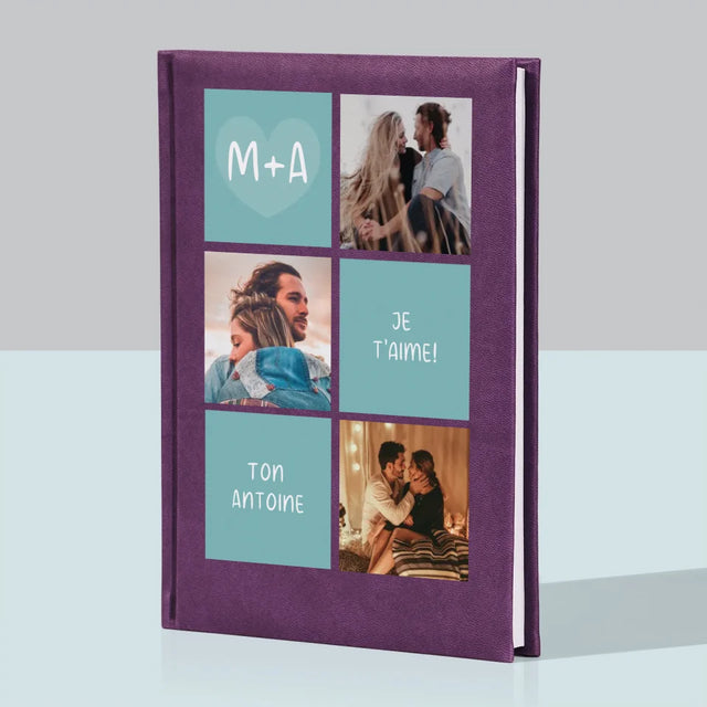 Collage Photo: Je T'Aime, Les Initiales - Cahier De Notes 