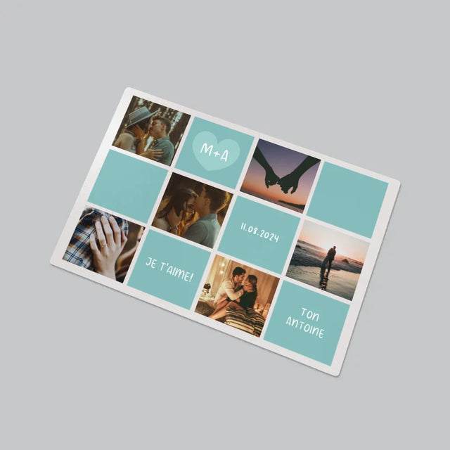 Collage Photo: Je T'Aime, Les Initiales - Sous-Main Bureau