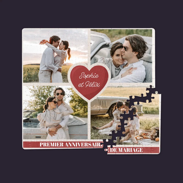 Collage Photo: Premier Anniversaire Cœur - Casse-Têtes