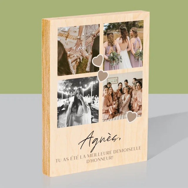 Le Collage Photo: Merci, Collage De Photos Pour Demoiselle D'Honneur - Impression Sur Bois 