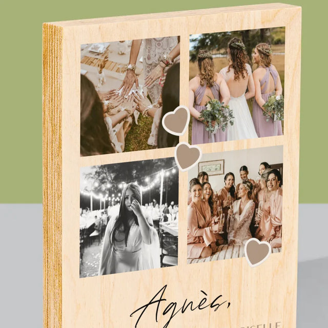 Le Collage Photo: Merci, Collage De Photos Pour Demoiselle D'Honneur - Impression Sur Bois 