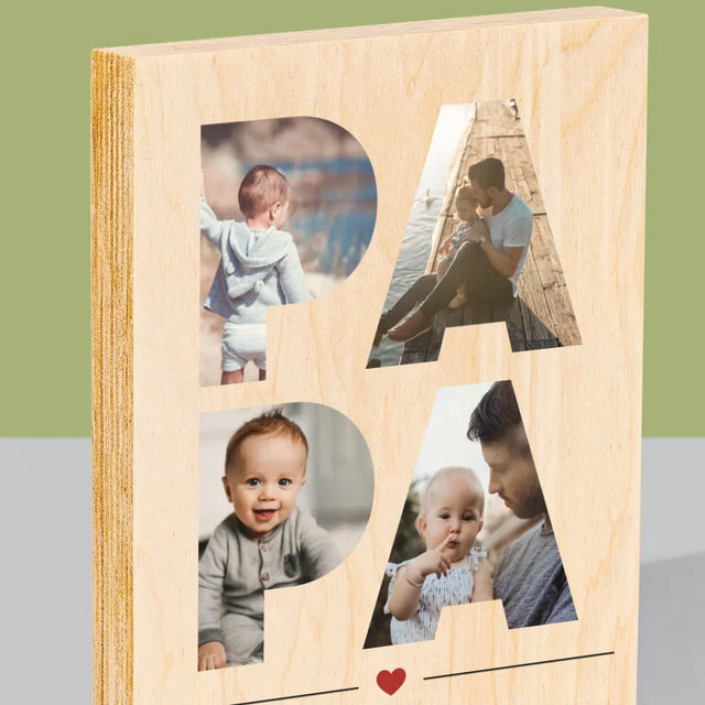 Collage Photo De Lettre: Papa Des Photos - Impression Sur Bois