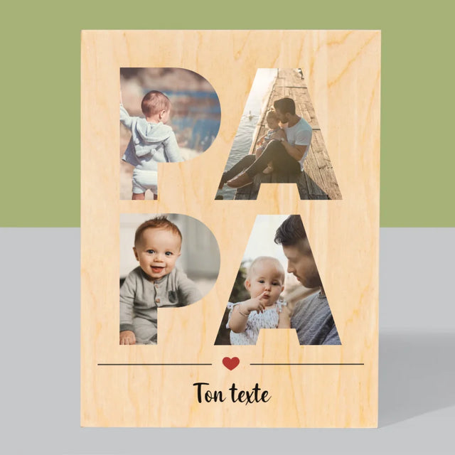 Collage Photo De Lettre: Papa Des Photos - Impression Sur Bois