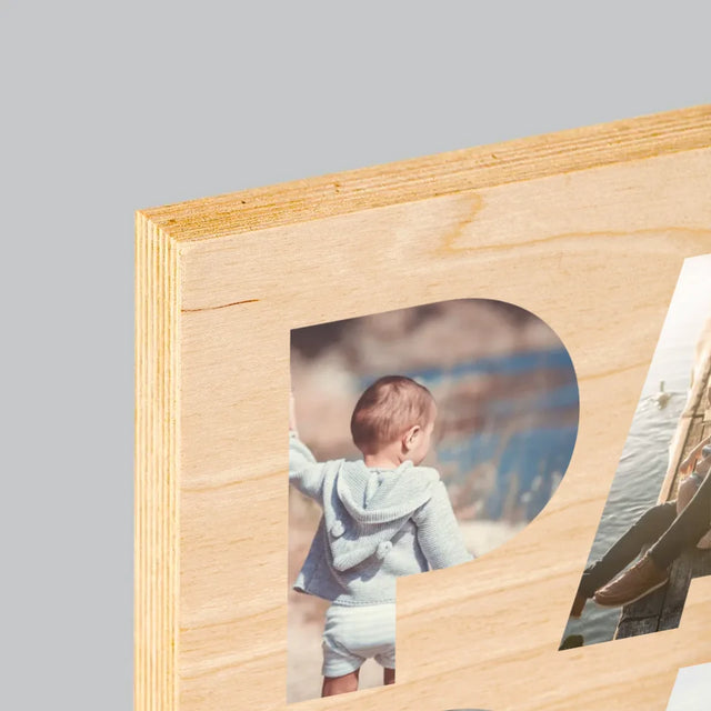 Collage Photo De Lettre: Papa Des Photos - Impression Sur Bois