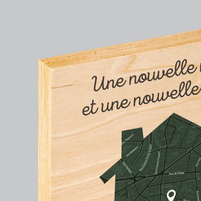 Plan De Ville: Nouvelle Maison - Plan De La Ville - Impression Sur Bois