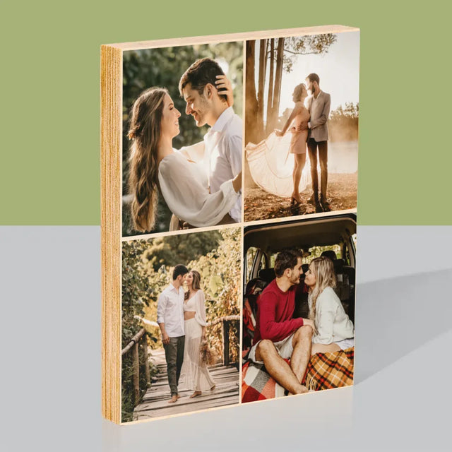 Collage Photo: Les 4 Photos - Impression Sur Bois