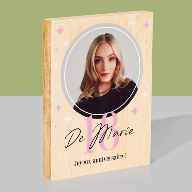 Photo Et Texte: 18, Les Étoiles  - Impression Sur Bois 