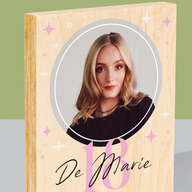 Photo Et Texte: 18, Les Étoiles  - Impression Sur Bois 