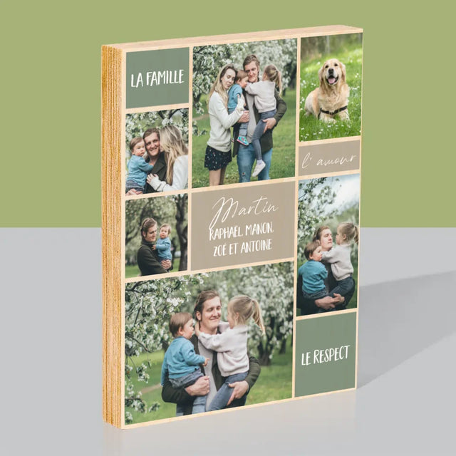 Collage Photo: Collage De Photos De Famille - Impression Sur Bois