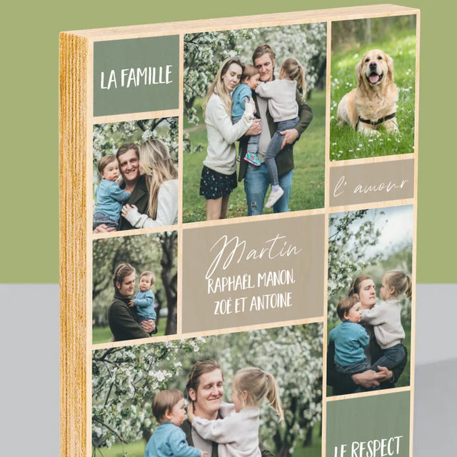 Collage Photo: Collage De Photos De Famille - Impression Sur Bois