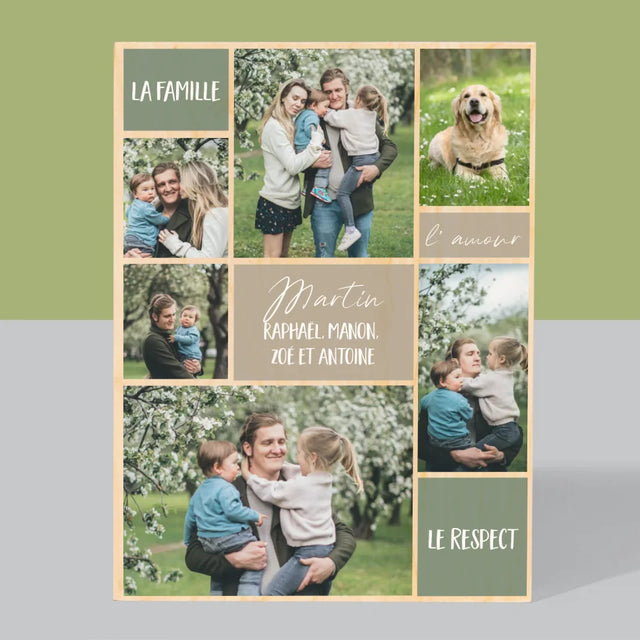 Collage Photo: Collage De Photos De Famille - Impression Sur Bois