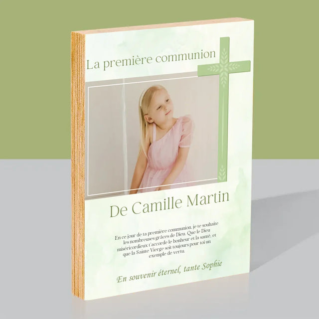 Photo Et Texte: Communion Photo Croix - Impression Sur Bois