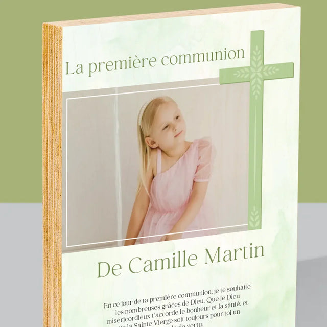 Photo Et Texte: Communion Photo Croix - Impression Sur Bois