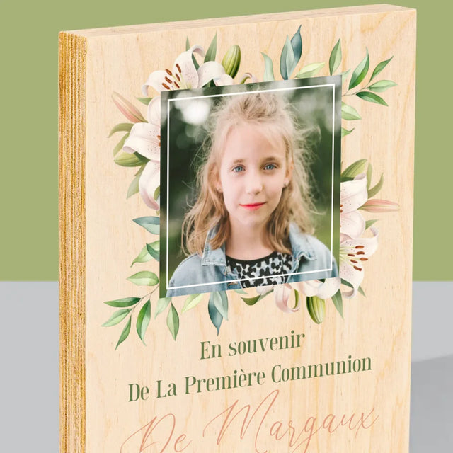 Photo Et Texte: En Souvenir De La Première Communion - Impression Sur Bois