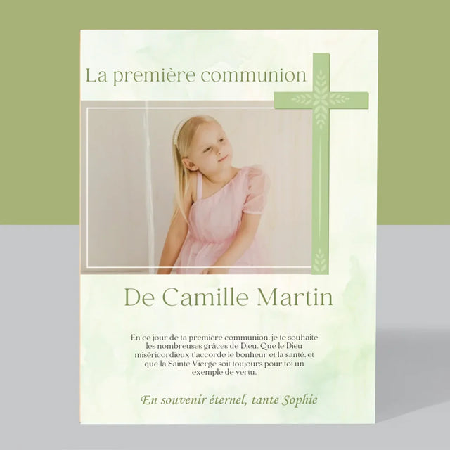 Photo Et Texte: Communion Photo Croix - Impression Sur Bois