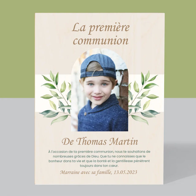 Photo Et Texte: Première Communion, Vœux - Impression Sur Bois 