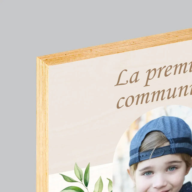 Photo Et Texte: Première Communion, Vœux - Impression Sur Bois 