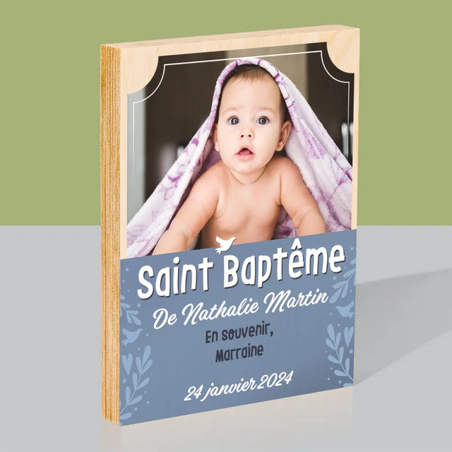 Photo Et Texte: Saint Baptême - Impression Sur Bois