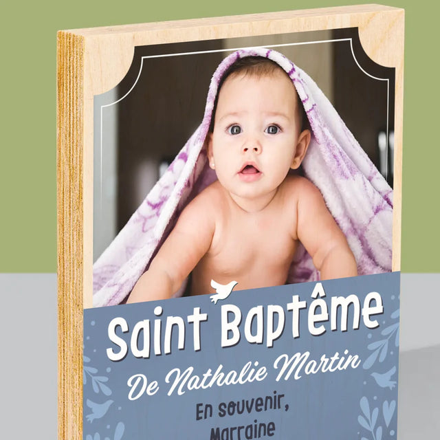 Photo Et Texte: Saint Baptême - Impression Sur Bois