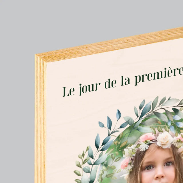 Photo Et Texte: Le Jour De La Première Communion - Impression Sur Bois