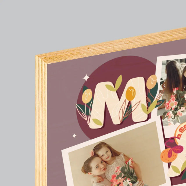 Collage Photo: Le Lettres Maman - Impression Sur Bois